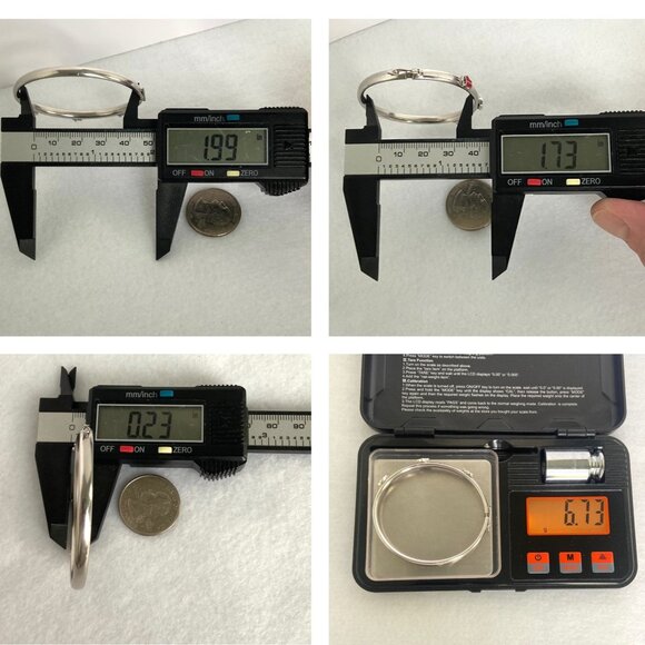 Sterling Silver 925 Youth XS Women Enamel Ladybug Oval Bangle Bracelet Sz 5.75" - Picture 10 of 16